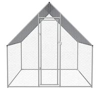 GeenYuu Outdoor Galvanised Steel Chicken Cage 2 x 2 x 1.92 m with Water and UV Resistant Polyethylene Roof, Lockable Enclosure for Chickens, Rabbits, Guinea Pigs, Small Animals in the Garden