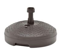 GeenYuu Parasol Stand Made of Plastic with Rattan Look, 20 L Capacity, Can be Filled with Water or Sand, Sturdy Umbrella Holder for Garden, Balcony, Patio, Weatherproof Brown
