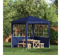 GeenYuu Party Tent Side Panel 2 Pieces 200 x 195 cm Blue PE and Steel Weatherproof with Decorative Windows for Gazebo Garden Tent Folding Tent Beer Tent Canopy Patio Stable and Waterproof