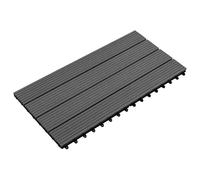 GeenYuu Patio Tiles Black WPC 6 Pieces 60 x 30 cm Patio Garden Area Durable Easy Care Versatile for Indoor and Outdoor Use