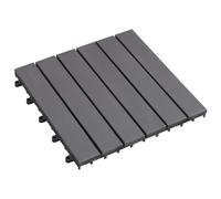 GeenYuu Patio Tiles Made of Acacia Hardwood Pack of 10 Grey 30 x 30 cm Varnished for Indoor Use Easy Assembly and Easy-Care Surface for Household, Garden and Living Room