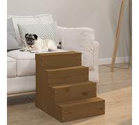 GeenYuu Pet Stairs Honey Brown Made of Solid Pine Wood 40 x 49 x 47 cm with Non-Slip Steps, Foldable, Ideal for Dogs, Cats, Sofa, Bed, Car, as Gentle Entry Aid for Seniors Puppies