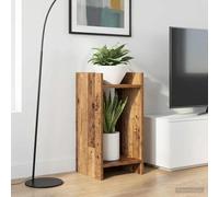 GeenYuu Plant Stand, 2 Pieces, Reclaimed Wood, 30 x 30 x 60 cm with 2 Board Shelves, Space-Saving for Living Room, Balcony, Patio, Indoor Decorative Shelf for Flower Pots and Planters