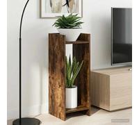 GeenYuu Plant Stand Smoked Oak Wood Material 30 x 30 x 80 cm with 2 Shelves Space-Saving for Flower, Pot, Decoration in the Living Room, Hallway, Conservatory, Indoor, Balcony, Patio