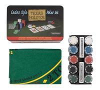 GeenYuu Poker Chips Set 200 Pieces 4g with Metal Case, Play Mat, Card Decks, Dealer Button, Small Big Blind, Colourful for Texas Holdem, Casino, Party, Tournament, Family, Friends