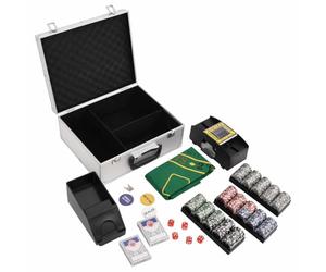 GeenYuu Poker Chips Set 300pcs 11.5g with Aluminum Case, Automatic Card Shuffler, Card Shoe, Play Mat and Accessories for Texas Holdem, Casino, Poker Evening, Tournament and Family