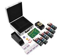 GeenYuu Poker Chips Set 600pcs 4g with Aluminum Case Automatic Card Shuffler Card Shoe Play Mat Dice Dealer Button for Casino Games Texas Holdem Black Jack Roulette Party Evening