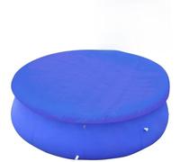 GeenYuu Polyethylene Pool Cover for 360-367 cm Round Ground Pools, Dark Blue, Tearproof and Water Resistant with Drainage Holes, Includes Stoppers, Ideal for Summer and Winter Protection