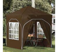 GeenYuu Pop-up Party Tent Taupe 192 x 192 x 245 cm Foldable with 4 Side Panels Weatherproof Garden Tent Made of 210D Oxford Fabric, Height Adjustable