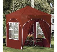 GeenYuu Pop-Up Party Tent Terracotta 192 x 192 x 245 cm Foldable with 4 Side Panels Weatherproof and Waterproof for Garden Patio and Outdoor Events Sturdy Pole Made of Steel Tube with
