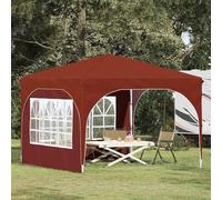 GeenYuu Pop Up Party Tent Terracotta 290 x 290 x 245 cm with 2 Side Panels, Foldable and Weatherproof, Sturdy Steel Poles, Ideal as a Garden Tent, Beer Tent, Canopy for Patio and Outdoor Events