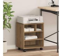 GeenYuu Printer Stand Artisan Oak Wood Material 41 x 32 x 48 cm with Wheels Mobile Space Saving for Office Home Office Study Storage Storage Organiser
