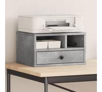 GeenYuu Printer Stand Concrete Grey Wood Material 40 x 32 x 22.5 cm with Storage Space and Compartment, Mobile with Wheels, Organiser for Office, Home Office, Study, Mobile Side Trolley and Shelf
