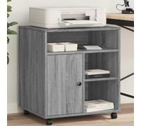 GeenYuu Printer Stand with Wheels Grey Sonoma Wood Material 60 x 50 x 67 cm Mobile with 4 Wheels Side Trolley Office Trolley Organiser for Office Home Office Storage Shelf