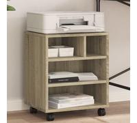 GeenYuu Printer Stand with Wheels Sonoma Oak Wood Material 41 x 32 x 48 cm Mobile Side Trolley with Storage Space and Shelf for Office Home Office Study