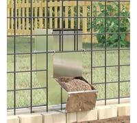 GeenYuu Rabbit Feeder Silver Galvanised Steel 12.5 x 26 x 28.5 cm with Wall Mounting Feeder Bowl Water Dispenser for Indoor and Outdoor Use Weatherproof Durable Gravity Powered Feeding