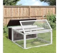 GeenYuu Rabbit Hutch Grey Solid Pine Wood 117.5 x 97 x 47.5 cm with Outdoor Enclosure and Wire Mesh for Small Animals such as Guinea Pigs and Rabbits in the Garden or Living Room