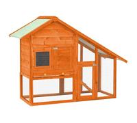 GeenYuu Rabbit Hutch Made of Solid Fir Wood, 140 x 63 x 120 cm, with Steel Wire Mesh, Multi-Level, with Non-Slip Ramp and Extendable Drawer for Indoor and Garden