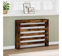 GeenYuu Radiator Cover, Smoked Oak, 104 x 20 x 82 cm, Wood Material with Slatted Design, Practical Shelf, Wall Mount Included, Suitable for Living Room, Bathroom and Bedroom
