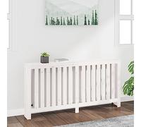 GeenYuu Radiator Cover, White, Made of Solid Pine Wood, 169 x 19 x 84 cm with Slat Design, Storage Surface for Living Room, Bathroom, Bedroom, Kitchen