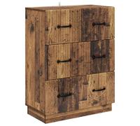 GeenYuu Reclaimed Wood Composite Drawer Cabinet 66 x 34.5 x 87 cm with 3 Drawers and Lockable Doors, Versatile Storage Space for Office, Living Room, Bedroom, Hallway, Kitchen, Garage
