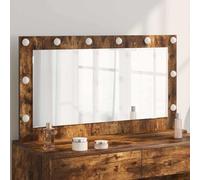 GeenYuu Rectangular LED Vanity Mirror, Smoked Oak Finish, 100x55x18 cm, USB Powered, Modern Framed Wall Mirror for Bedroom and Bathroom