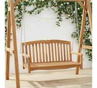 GeenYuu Rocking Bench Natural Solid Wood Teak 114 x 60 x 60.5 cm Sturdy Garden Bench with Backrest and Galvanised Chain for Patio Balcony and Outdoor Relaxation in the Front Garden