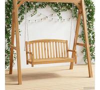 GeenYuu Rocking Bench Natural Solid Wood Teak 114 x 61 x 61.5 cm with Backrest and Armrest for Garden Patio Balcony Weatherproof Outdoor Bench for Relaxation and Peace