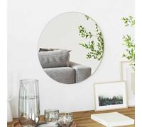 GeenYuu Round Wall Mirror 40 cm Tempered Glass Frameless with EVA Foam for Bathroom Living Room Hallway Hallway Ideal for Make-Up Shaving and Decorative Furnishings