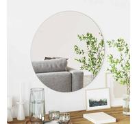 GeenYuu Round Wall Mirror 60 cm Tempered Glass Frameless with EVA Foam for Bathroom Living Room Hallway Timeless Design for Wall Mounting and Decorative Interior Design