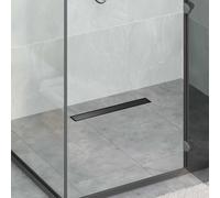 GeenYuu Shower Drain 2-in-1 with 360° Siphon, Black, 50 cm 304 Stainless Steel, Height Adjustable, with Hair Catcher, Strainer and Odour Trap for Bathroom, Shower, Washbasin, Shower and Kitchen