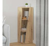 GeenYuu Side Shelf Artisan Oak Wood Material 33 x 32 x 100.5 cm Freestanding with PVC Pads for Living Room Office Bedroom Storage Shelf for Books Folder Decoration CD DVD