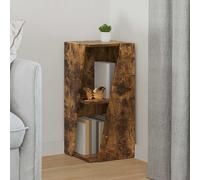 GeenYuu Side Shelf Smoked Oak Wood Material 33 x 32 x 70.5 cm Freestanding with PVC Pads, Storage Space and Shelf for Living Room Office Bedroom Hallway Functional Standing Shelf