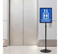 GeenYuu Silver A3 PVC Steel Podium Poster Stand Adjustable Height 98-128.5cm Heavy Duty Metal Base Swivel and Tilt Indoor Outdoor