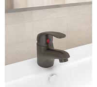 GeenYuu Single Lever Mixer Tap for Bathroom and Kitchen, Zinc Alloy with Ceramic Cartridge, 13 x 10 cm, Flexible Stainless Steel Hose, Includes Installation Accessories