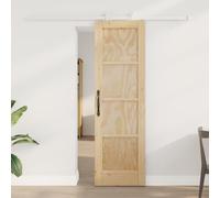 GeenYuu Sliding Door Made of Solid Pine Wood Natural and White 61 x 198.5 cm with Powder-Coated Steel Rail Smooth Gliding Space Saving for Indoor Urban Living