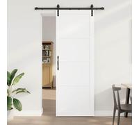 GeenYuu Sliding Door White Solid Pine Wood 83 x 232 cm with Powder Coated Steel Rail, Quiet Glide, Space-Saving Design for Indoor Spaces, Ideal for Home, Modern Room Concept