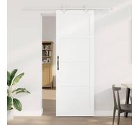 GeenYuu Sliding Door White Solid Pine Wood 83 x 232 cm with Powder Coated Steel Rail System Space Saving Quiet Gliding Ideal for Indoor Spaces Modern Design Easy Assembly