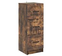 GeenYuu Smoked Oak Drawer Cabinet Made of Wood Material 33 x 34.5 x 87 cm with 3 Drawers Storage Space for Living Room Bedroom Office Hallway Organiser and Storage