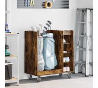 GeenYuu Smoked Oak Golf Cabinet with Wheel, 90 x 45 x 98 cm, Metal Frame, Indoor, with Storage Space for Golf Bag Accessories and Organiser, Sturdy Trolley Cart Holder