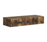 GeenYuu Smoked Oak Wall Mounted Side Table with Drawer and Storage Space, 87.5 x 34.5 x 17 cm, Space Saving for Living Room, Bedroom, Office, Hallway