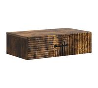 GeenYuu Smoked Oak Wall Mounted Wood Side Table with Drawer, 59 x 34.5 x 17 cm, Versatile Storage, Storage Space for Living Room, Bedroom, Hallway, Office