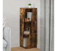 GeenYuu Smoked Oak Wood Material Side Shelf, 33 x 32 x 100.5 cm, Freestanding with PVC Pads, Versatile Standing Shelf as Room Divider and Storage for Living Room, Office, Bedroom