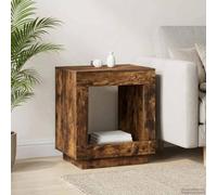 GeenYuu Smoked Oak Wood Material Side Table, 60 x 40 x 65 cm, Space-Saving with Shelf and Storage Space, Versatile as Coffee Table, Bedside Table, Sofa Table for Living Room, Bedroom and Hallway