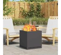GeenYuu Smokeless Fire Basket Black Steel 48 x 48 x 50 cm, Weatherproof Garden Stove with Efficient Air Circulation for Patio, Balcony and Cosy Outdoor Fire Evenings
