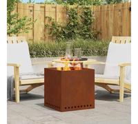 GeenYuu Smokeless Fire Basket Brown Weatherproof Steel 48 x 48 x 50 cm Square for Garden Patio Balcony with Clean Flame and Efficient Air Circulation