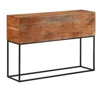GeenYuu Solid Acacia Wood and Iron Console Table 110 x 30 x 75 cm Sturdy Side Table with Shelf for Living Room, Hallway, Bedroom, Versatile Storage Table with Storage Space