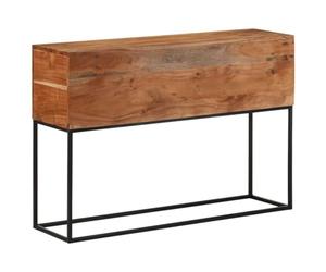 GeenYuu Solid Acacia Wood and Iron Console Table 110 x 30 x 75 cm Sturdy Side Table with Shelf for Living Room, Hallway, Bedroom, Versatile Storage Table with Storage Space