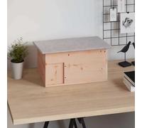 GeenYuu Solid Fir Wood Hedgehog House 45 x 33 x 22 cm with Waterproof Polyester Roof and Labyrinth Entrance, Weatherproof for Small Animals, Ideal as a Winter Quarter and Feeder in the Garden