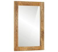 GeenYuu Solid Mango Wood Bathroom Mirror 50x70cm, Wall-Mounted Rectangular Vanity Mirror with Natural Finish, Clear Image for Modern Home Decor